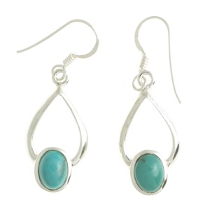 Turquoise Oval Cab Teardrop Earrings