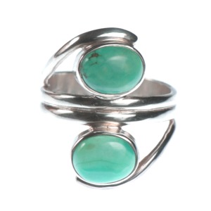 Turquoise 2 Stone Triple Band Ring (Size O - P)