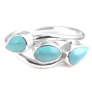 Turquoise Oval and Teardrop Ring (Size N)