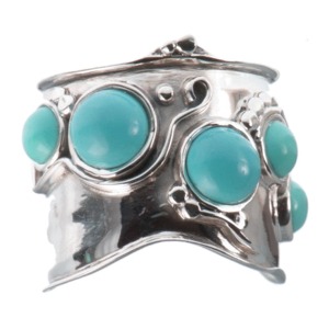 Turquoise Wide Band Thumb Ring (Size S)